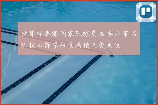 世界杯参赛国家队球员名单公布 各队核心阵容和伤病情况受关注